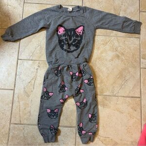 Toddler Girls Cat Sweatshirt Set